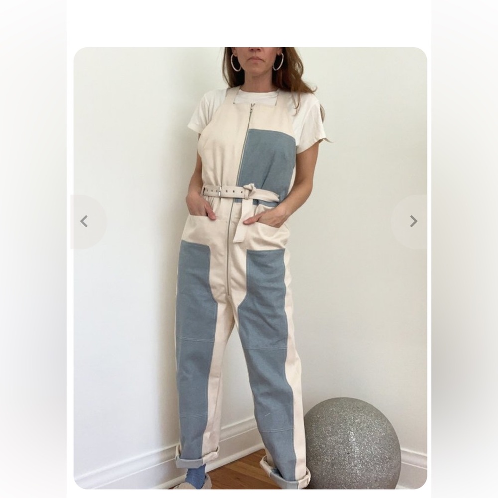 Rachel Comey Handy Overalls in blue and natural